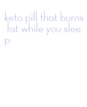 keto pill that burns fat while you sleep