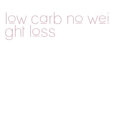 low carb no weight loss