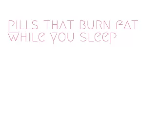 pills that burn fat while you sleep