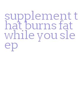 supplement that burns fat while you sleep